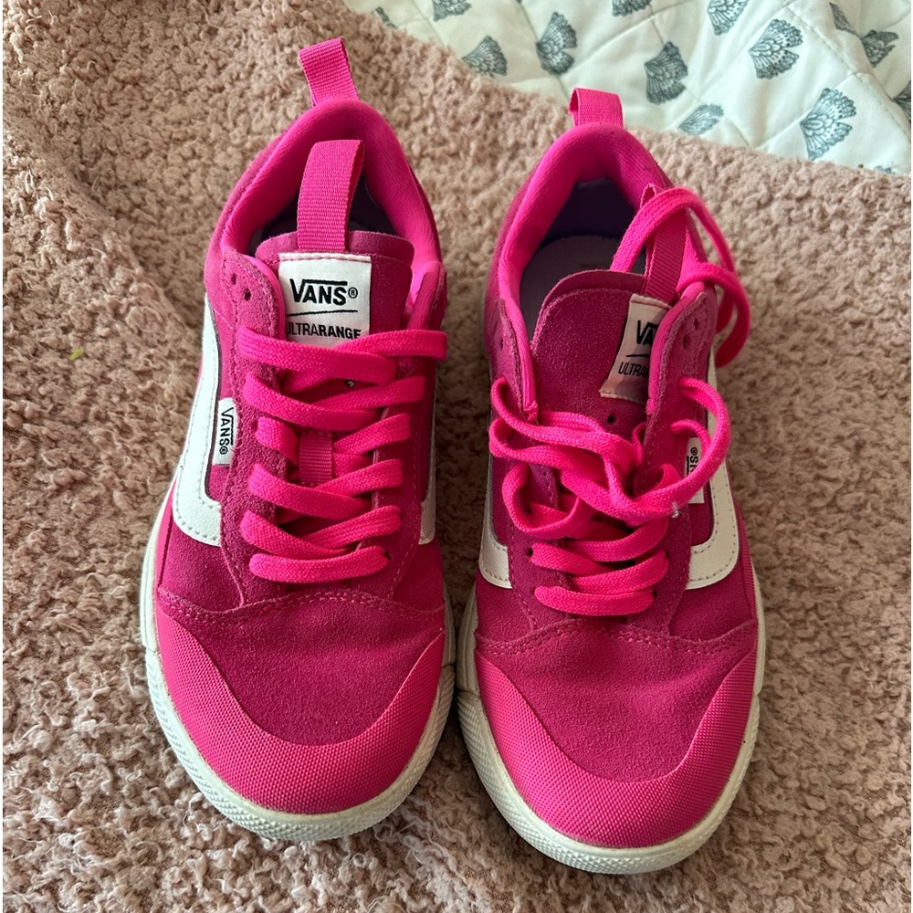 Hot pink Vans ultra range tennis shoes